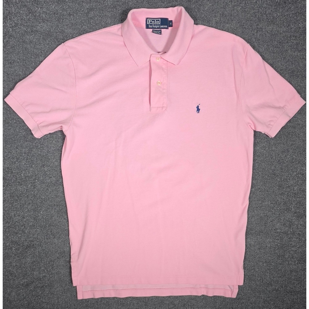 Polo Ralph Lauren Mens Pink Cotton Pique Short Sleeve Polo Shirt Size M